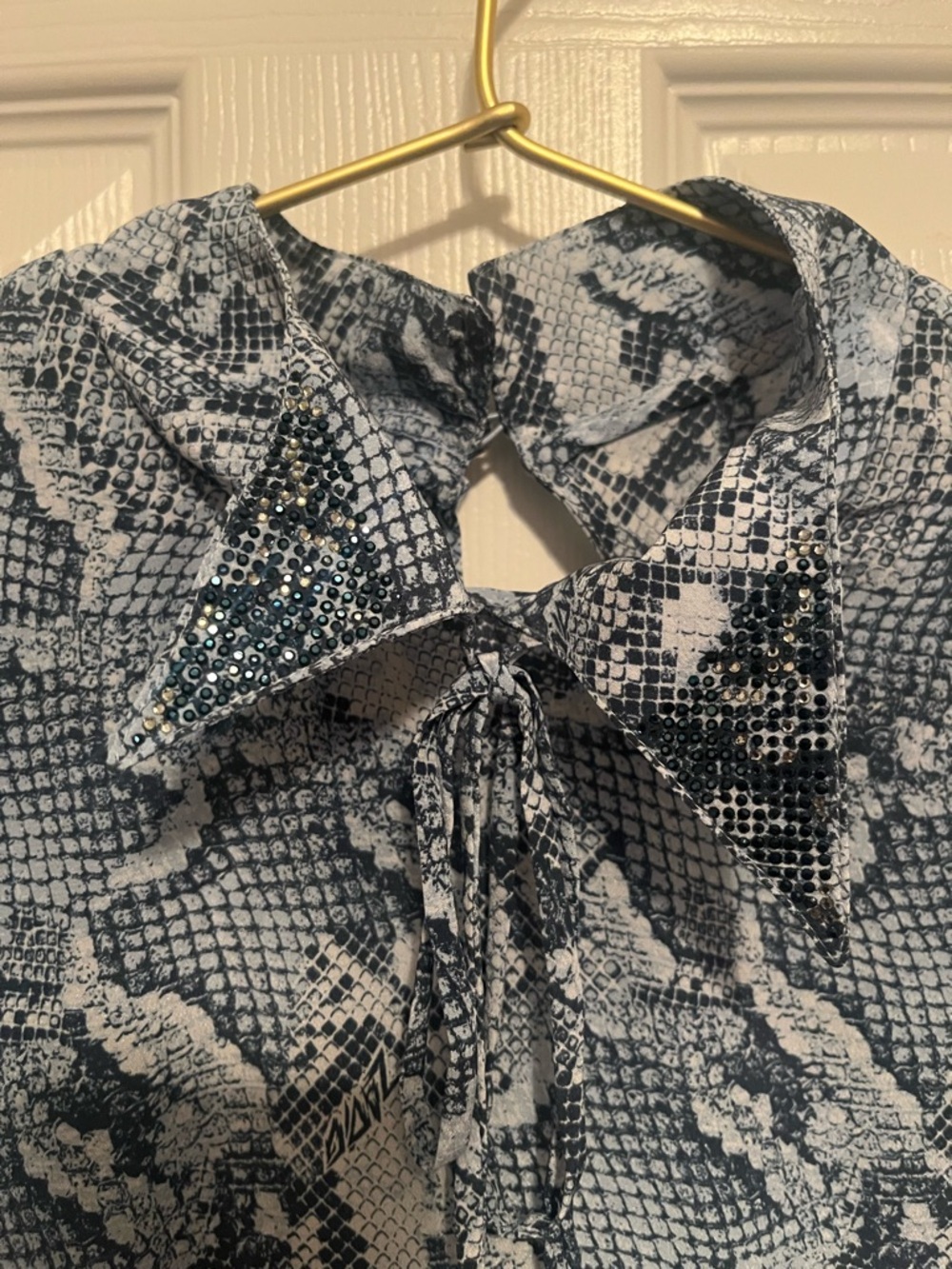 NWT Zadig & Voltaire Tolmea CDC Wild Silk Blouse Top Blue Snake Print Size S - Picture 6 of 13